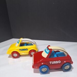 Vintage Buddy L Turbo Kids Toy Cars - Red and Yellow